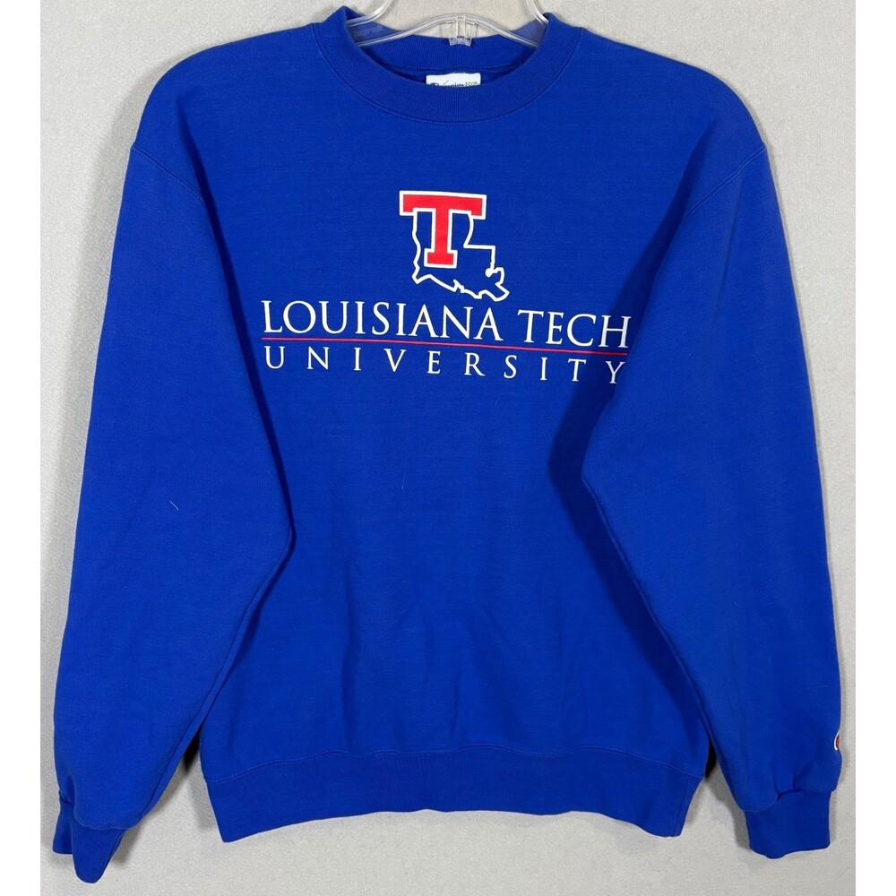 Champion Crewneck Louisiana Tech Bulldogs Sweatshirt Size M Blue Pullover